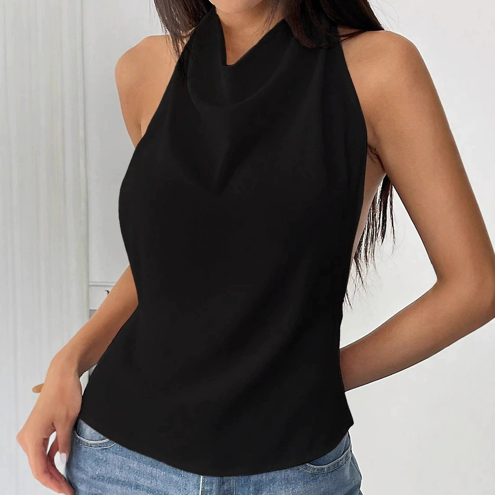 H&M Summer New Sexy Halter Neck Backless Tie Camisole Pullover